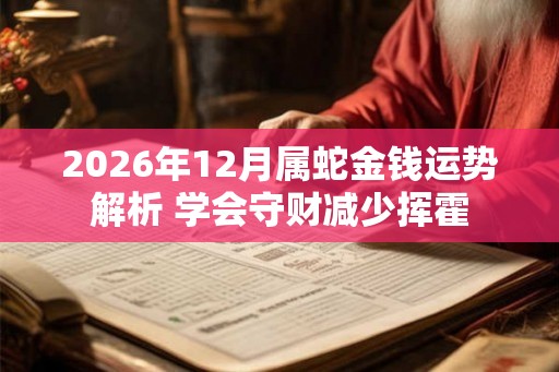 2026年12月属蛇金钱运势解析 学会守财减少挥霍