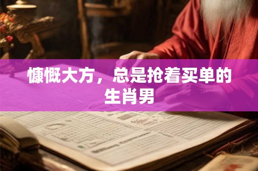 慷慨大方,总是抢着买单的生肖男 慷慨大方,总是抢着买单的生肖男