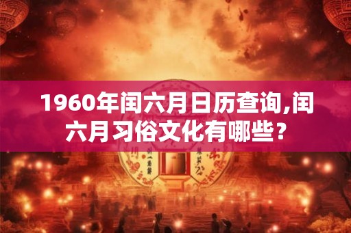 1960年闰六月日历查询,闰六月习俗文化有哪些？