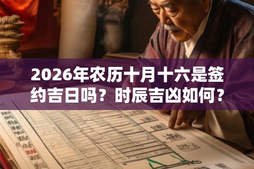 2026年农历十月十六是签约吉日吗？时辰吉凶如何？