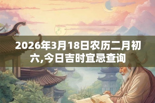 2026年3月18日农历二月初六,今日吉时宜忌查询