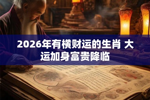2026年有横财运的生肖 大运加身富贵降临