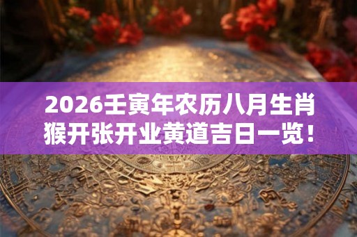 2026壬寅年农历八月生肖猴开张开业黄道吉日一览！
