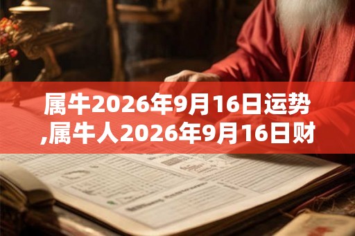 属牛2026年9月16日运势,属牛人2026年9月16日财运,生肖牛2026年9月16日运势