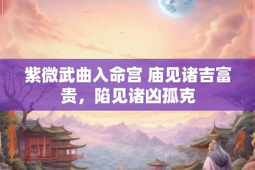 紫微武曲入命宫 庙见诸吉富贵，陷见诸凶孤克