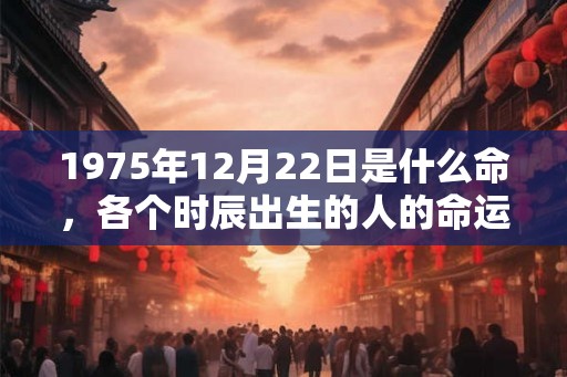 1975年12月22日是什么命，各个时辰出生的人的命运