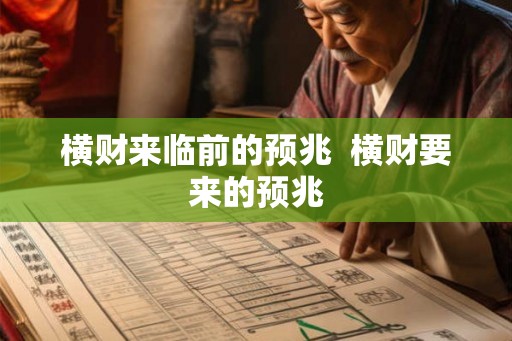 横财来临前的预兆  横财要来的预兆