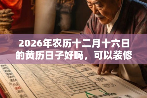 2026年农历十二月十六日的黄历日子好吗，可以装修动土吗？