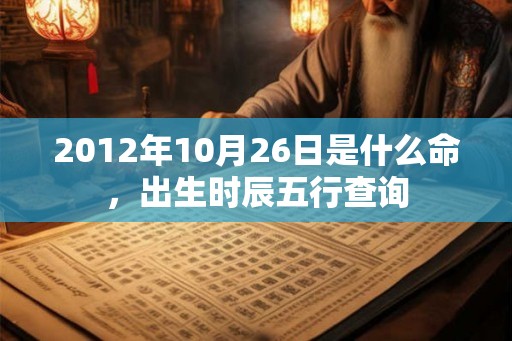 2012年10月26日是什么命，出生时辰五行查询