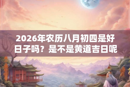 2026年农历八月初四是好日子吗？是不是黄道吉日呢？