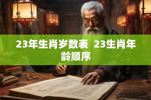 23年生肖岁数表  23生肖年龄顺序
