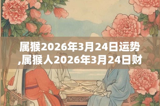 属猴2026年3月24日运势,属猴人2026年3月24日财运,生肖猴2026年3月24日运势