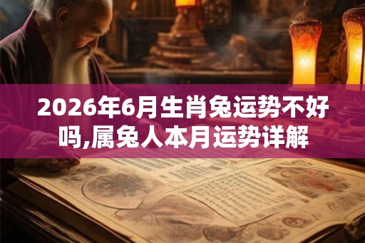 2026年6月生肖兔运势不好吗,属兔人本月运势详解
