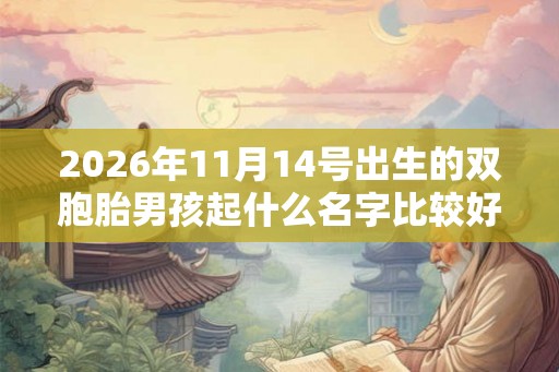 2026年11月14号出生的双胞胎男孩起什么名字比较好，五行属什么