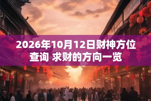 2026年10月12日财神方位查询 求财的方向一览