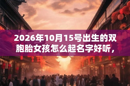 2026年10月15号出生的双胞胎女孩怎么起名字好听，五行属什么？