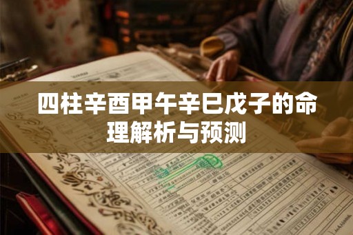 四柱辛酉甲午辛巳戊子的命理解析与预测