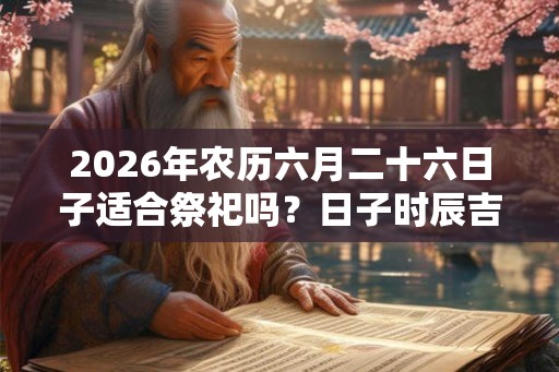 2026年农历六月二十六日子适合祭祀吗？日子时辰吉如何？