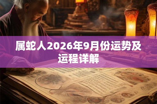 属蛇人2026年9月份运势及运程详解