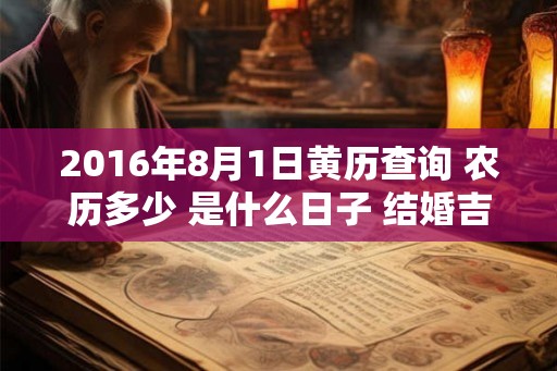 2016年8月1日黄历查询 农历多少 是什么日子 结婚吉时