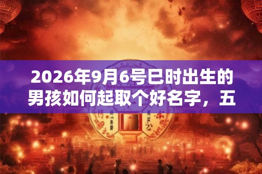 2026年9月6号巳时出生的男孩如何起取个好名字，五行属什么
