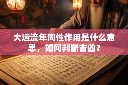 大运流年同性作用是什么意思,如何判断吉凶? 大运流年同性作用是什么意思,如何判断吉凶?