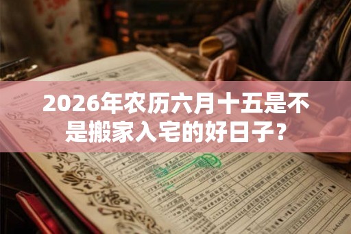 2026年农历六月十五是不是搬家入宅的好日子？