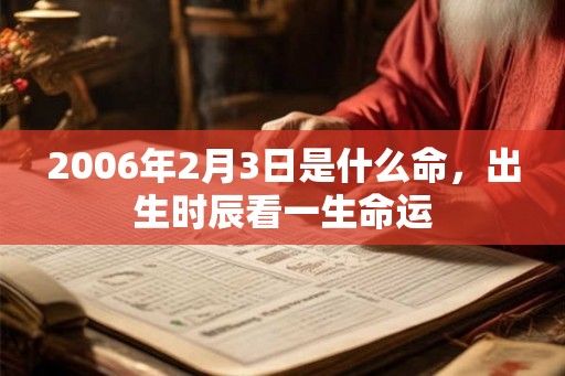 2006年2月3日是什么命，出生时辰看一生命运