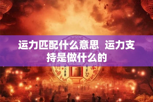 运力匹配什么意思  运力支持是做什么的