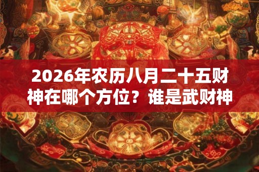 2026年农历八月二十五财神在哪个方位？谁是武财神？