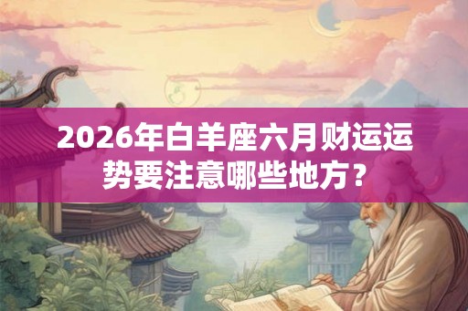 2026年白羊座六月财运运势要注意哪些地方？