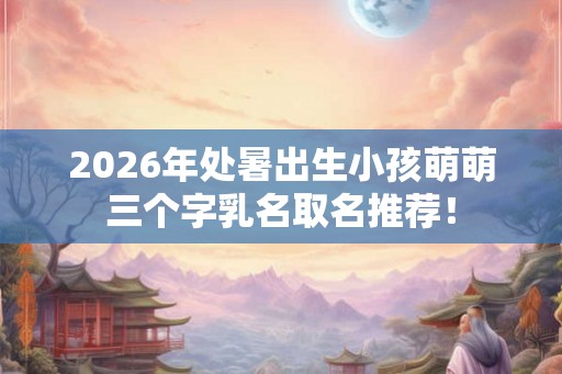 2026年处暑出生小孩萌萌三个字乳名取名推荐！