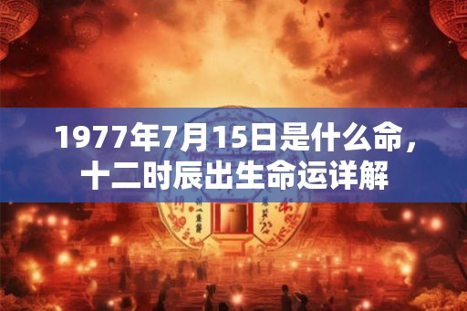 1977年7月15日是什么命，十二时辰出生命运详解