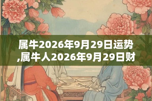 属牛2026年9月29日运势,属牛人2026年9月29日财运,生肖牛2026年9月29日运势