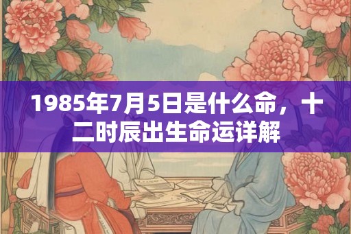 1985年7月5日是什么命，十二时辰出生命运详解