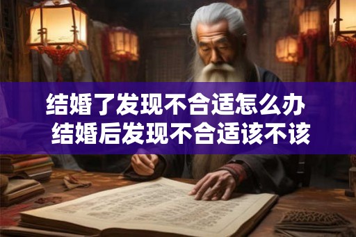 结婚了发现不合适怎么办  结婚后发现不合适该不该离婚