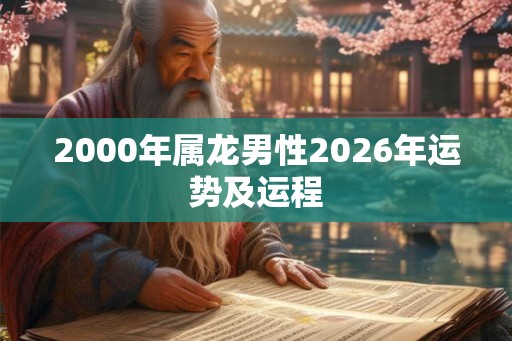 2000年属龙男性2026年运势及运程 2000年属龙男性2026年运势及运程