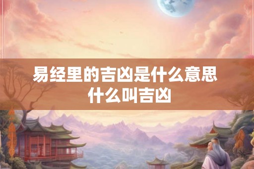 易经里的吉凶是什么意思  什么叫吉凶