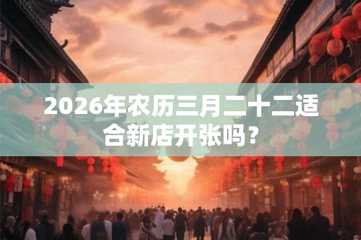 2026年农历三月二十二适合新店开张吗？