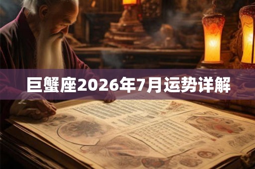 巨蟹座2026年7月运势详解 巨蟹座2026年7月运势详解