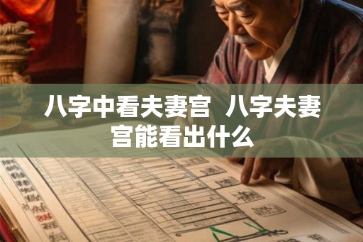 八字中看夫妻宫  八字夫妻宫能看出什么