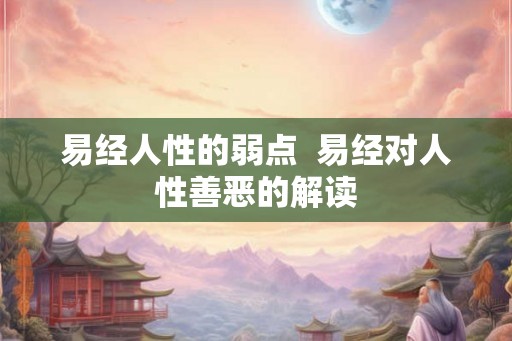 易经人性的弱点  易经对人性善恶的解读