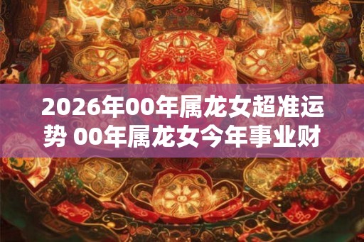 2026年00年属龙女超准运势 00年属龙女今年事业财运如何