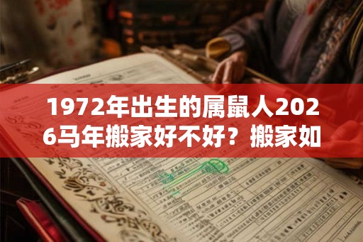 1972年出生的属鼠人2026马年搬家好不好？搬家如何选择吉日？