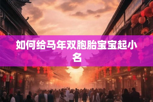 如何给马年双胞胎宝宝起小名