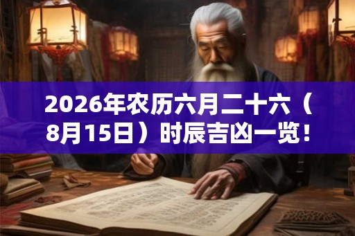 2026年农历六月二十六（8月15日）时辰吉凶一览！