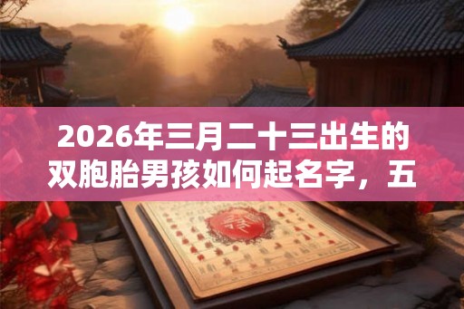 2026年三月二十三出生的双胞胎男孩如何起名字，五行属什么