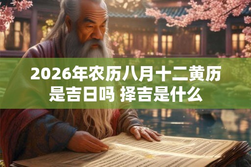 2026年农历八月十二黄历是吉日吗 择吉是什么