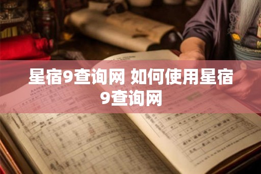 星宿9查询网 如何使用星宿9查询网