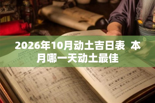 2026年10月动土吉日表  本月哪一天动土最佳